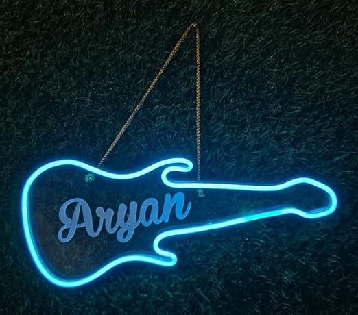 Custom LED Name Neon Light |Personalized Neon LED GIft |Customize Light Gift| Neon Customized Name Sing Board Custom Neon Sing Light For Birthday Personalized Gifts Gf Bf Kids Return Gifts (Guitar)