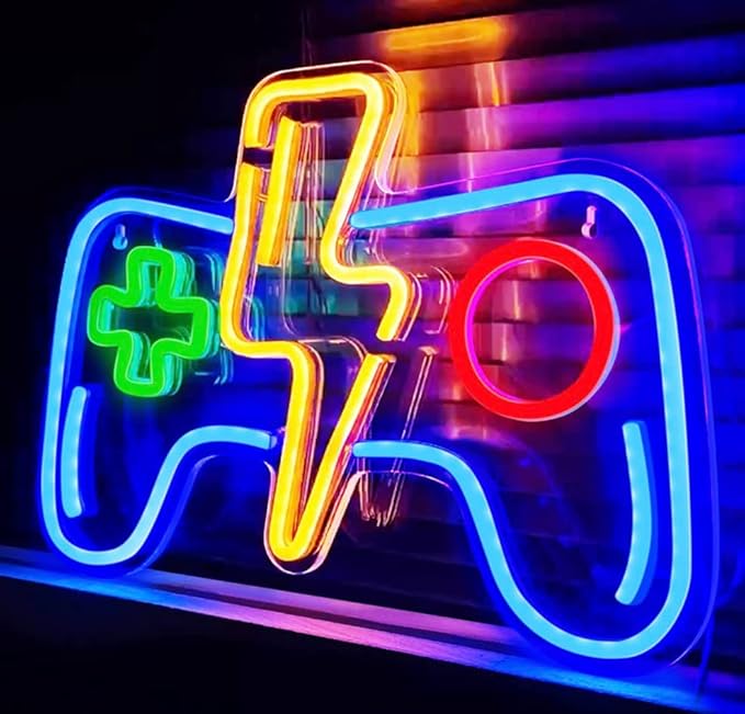 Neon Sign Gaming, 16 X 9Inch Led Neon Lights, Neon Signs For Wall Decor Gamepad Neon Signs Gamer Gifts, Cool Party Wall Decoration For Teen Boys Bedroom, Gamer Room Accessories