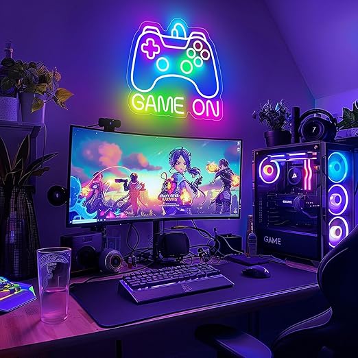 Gamer Neon Light Gamepad Shaped Led Neon Gaming Signs for Boys Room, Dimmable Led Game Controller Neon Sign Sign Large Gamer Lights for Bedroom, Gamer Gift (16 x 18 Inches)