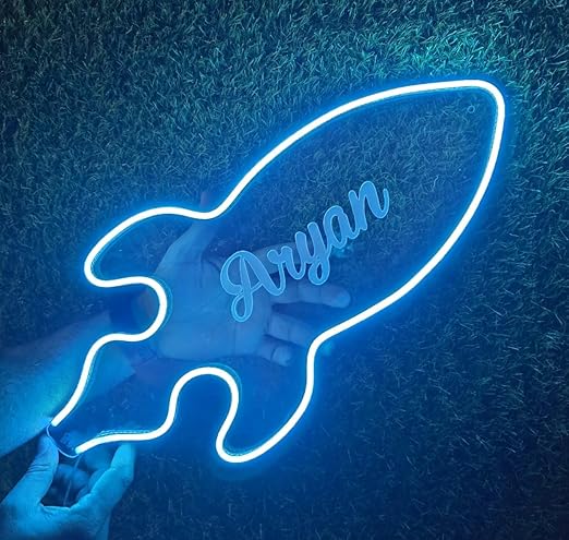 Custom LED Name Neon Light |Personalized Neon LED GIft |Customize Light Gift| Neon Customized Name Sing Board Custom Neon Sing Light For Birthday Personalized Gifts Gf Bf Kids Return Gifts (Rocket)
